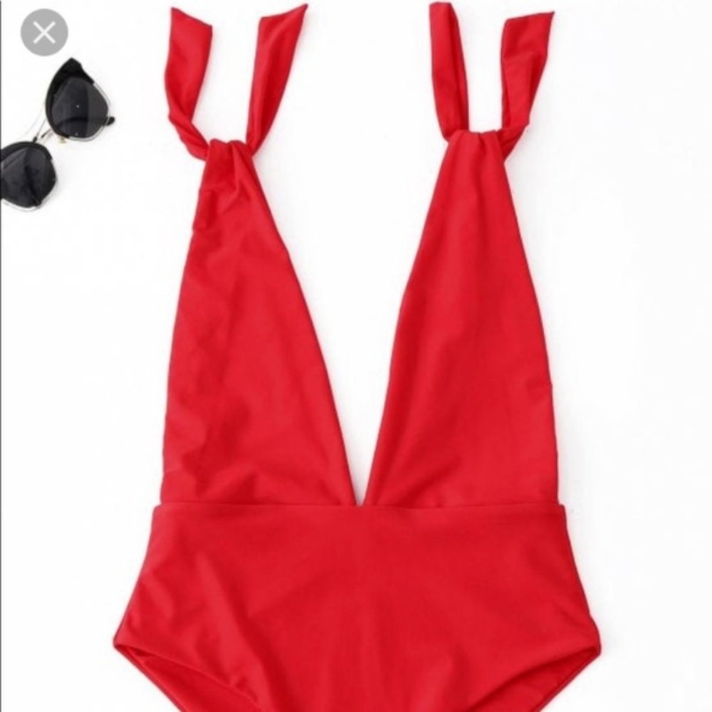 Sexy Plunging red swimsuit